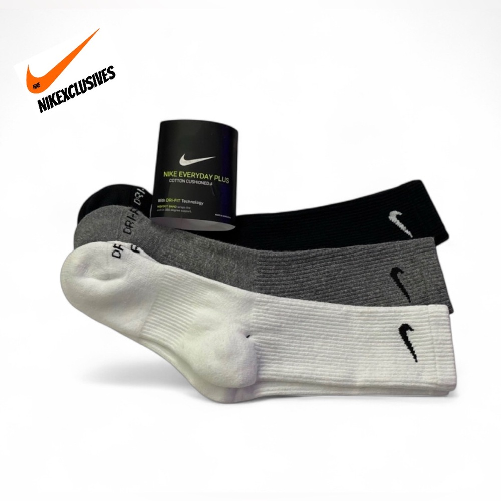 Nike Dri-fit Everyday plus cotton cushioned crew socks 3 Pack SX6888-964